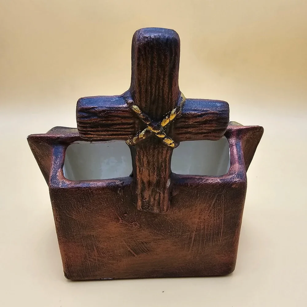Religious Cross Book Planter Figurine Angel Let the‎ Light Shine 